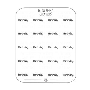 Birthday Text Sticker Sheet
