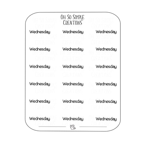 Wednesday Text Sticker Sheet