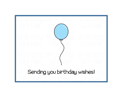 Birthday Wishes Balloon (Blue) Mini Greeting Card