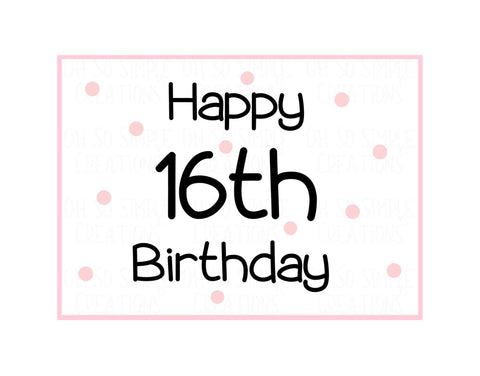 Happy 16th Birthday (Pink Polka Dots) Mini Greeting Card