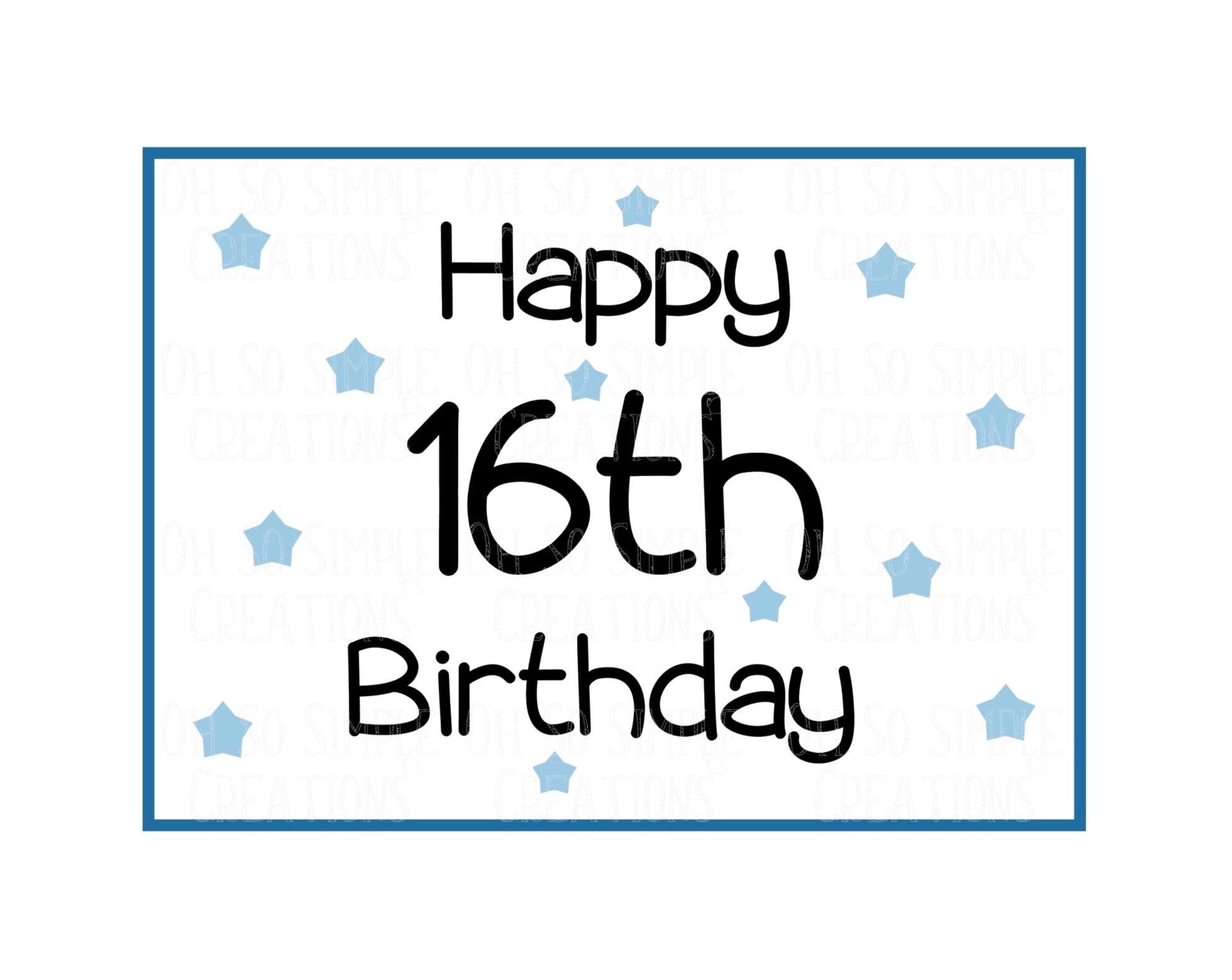 Happy 16th Birthday (Blue Stars) Mini Greeting Card