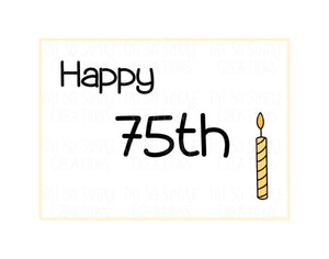 Happy 75th Birthday Candle (Gold) Mini Greeting Card