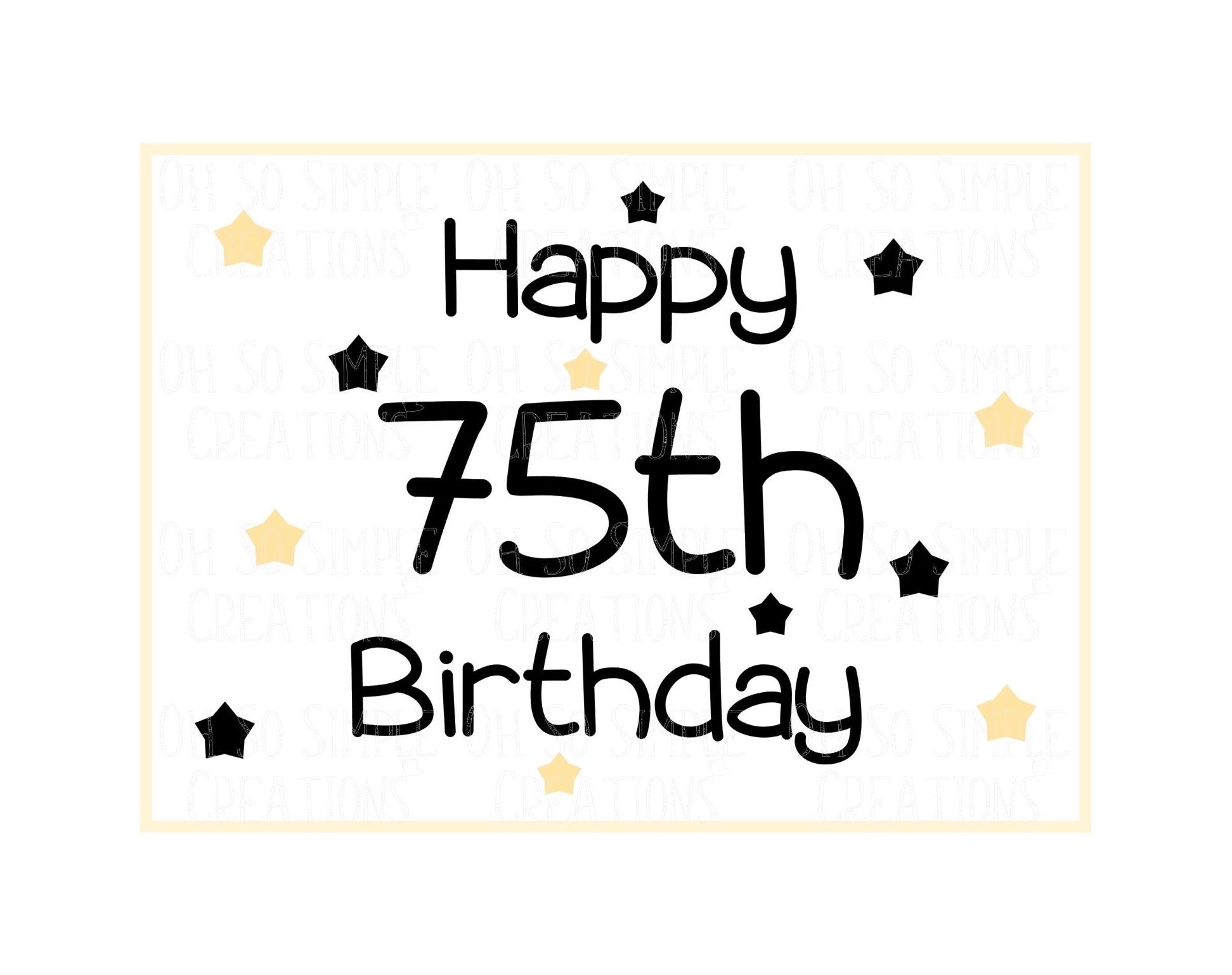 Happy 75th Birthday (Gold and Black Stars) Mini Greeting Card