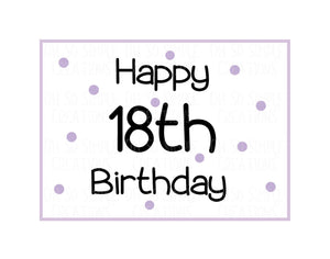 Happy 18th Birthday (Purple Polka Dots) Mini Greeting Card