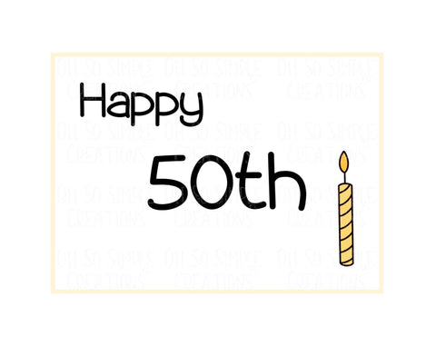 Happy 50th Birthday Candle (Gold) Mini Greeting Card