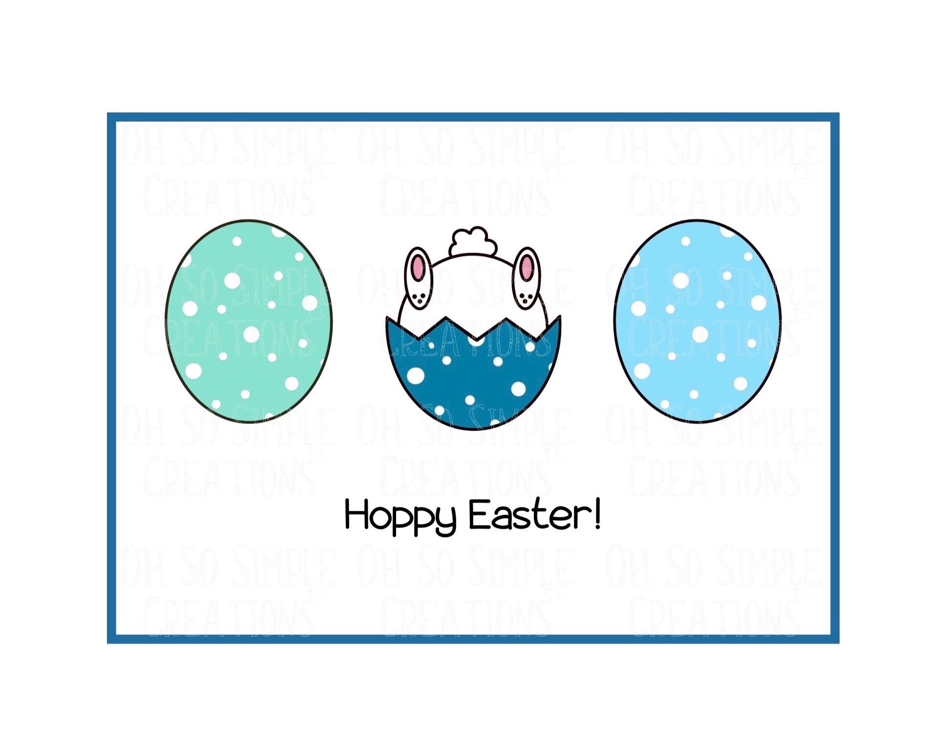 Hoppy Easter (Blue) Mini Greeting Card