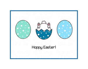 Hoppy Easter (Blue) Mini Greeting Card