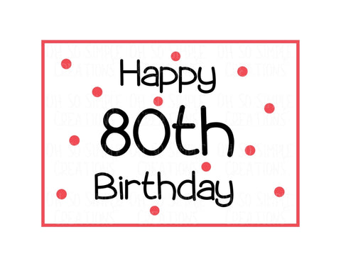 Happy 80th Birthday (Red Polka Dots) Mini Greeting Card