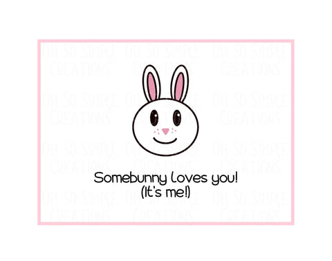 Somebunny Loves You (White Bunny) Mini Greeting Card