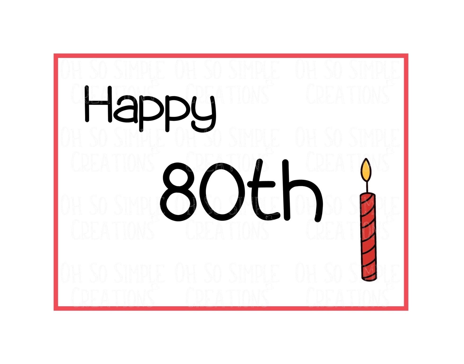 Happy 80th Birthday Candle (Red) Mini Greeting Card