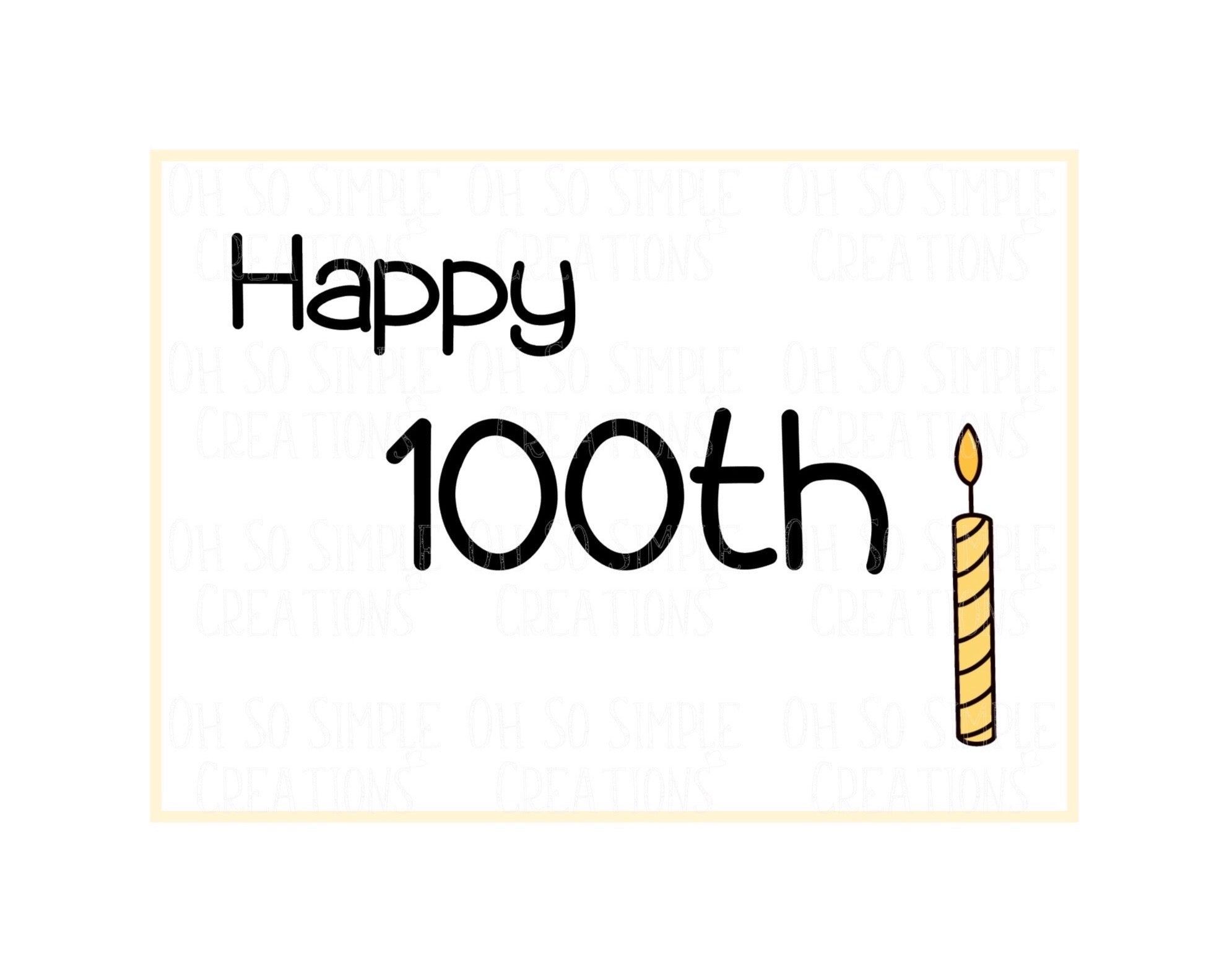 Happy 100th Birthday Candle (Gold) Mini Greeting Card