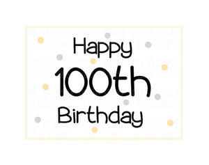 Happy 100th Birthday (Gold and Silver Polka Dots) Mini Greeting Card