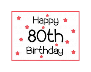 Happy 80th Birthday (Red Stars) Mini Greeting Card