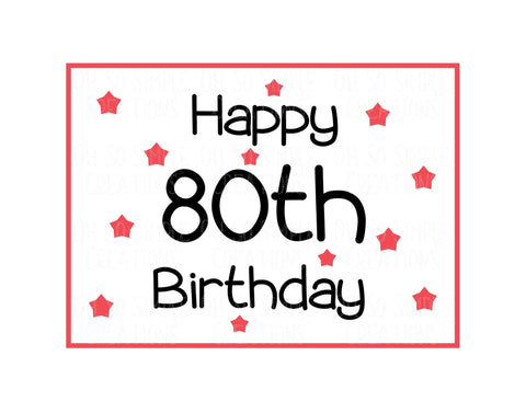 Happy 80th Birthday (Red Stars) Mini Greeting Card
