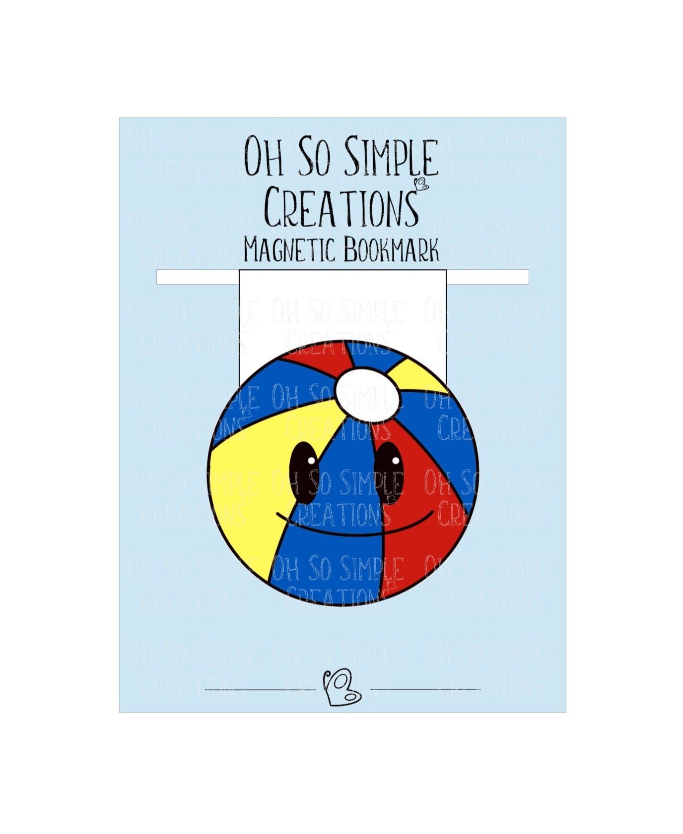 Blue Beach Ball Magnetic Bookmark