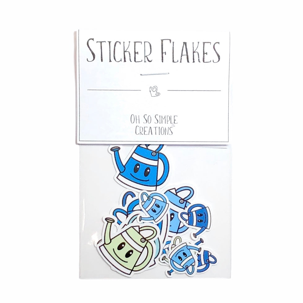 Cool Coloured Watering Can Sticker Flake Pack