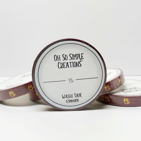 Burgundy Butterfly Washi Tape With Gold Foil