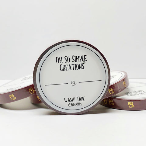 Burgundy Butterfly Washi Tape With Gold Foil