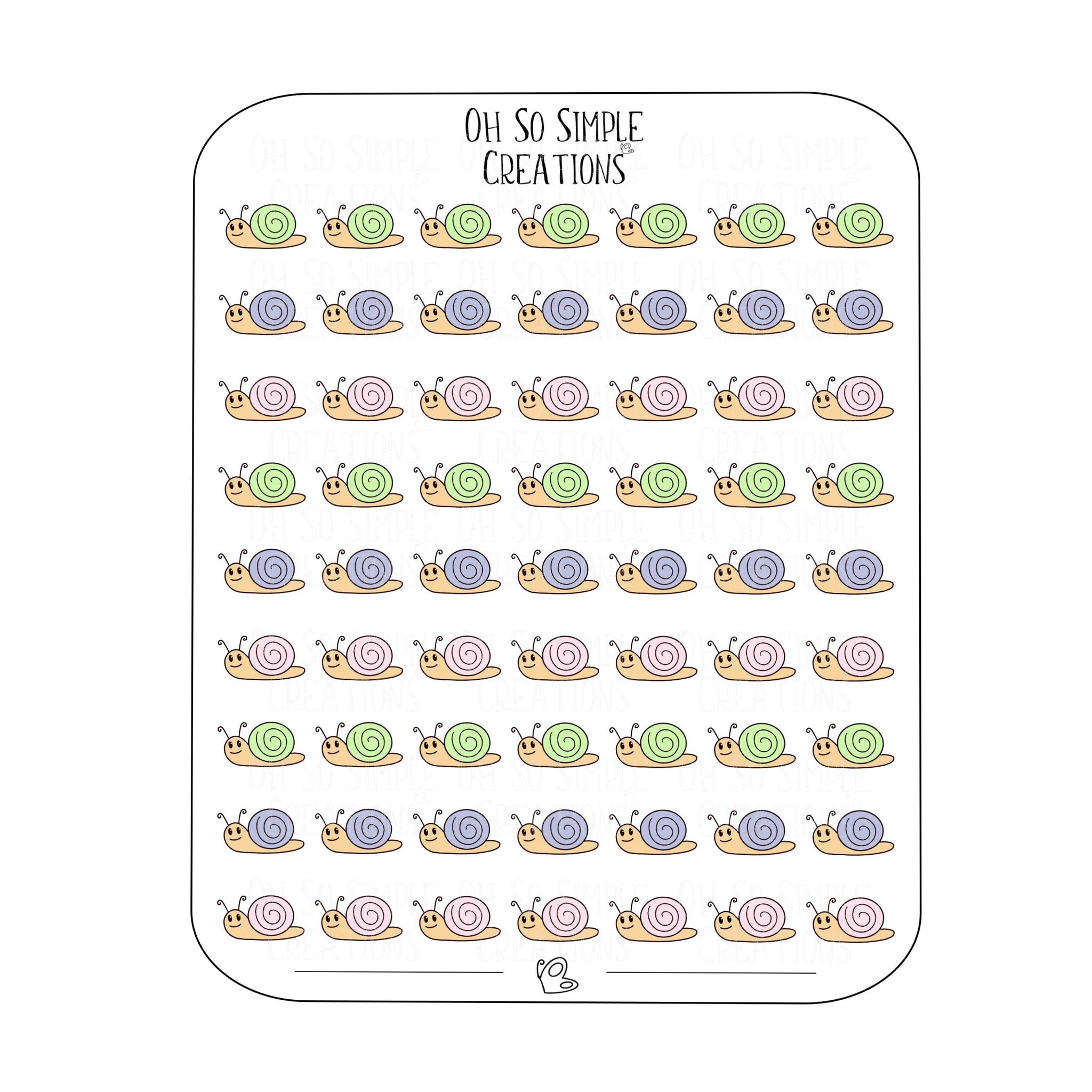 Mini Pastel Coloured Snail Sticker Sheet