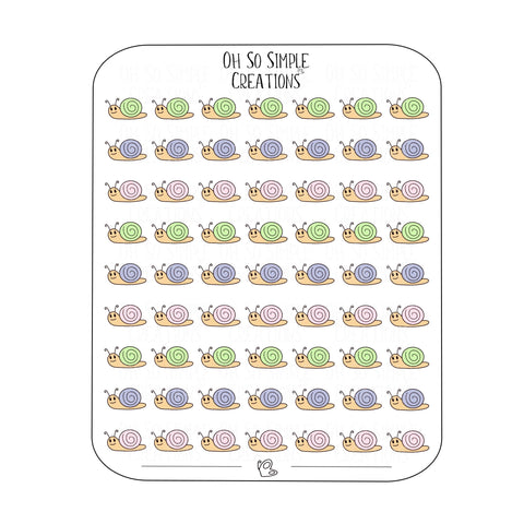 Mini Pastel Coloured Snail Sticker Sheet