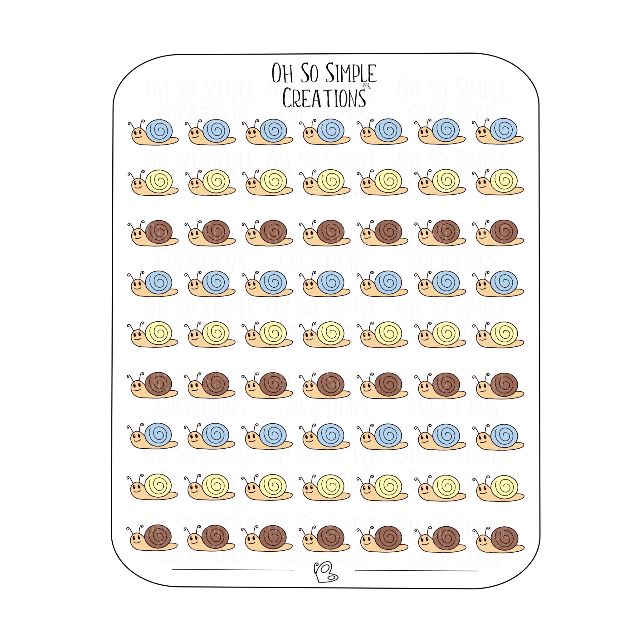 Mini Neutral Coloured Snail Sticker Sheet