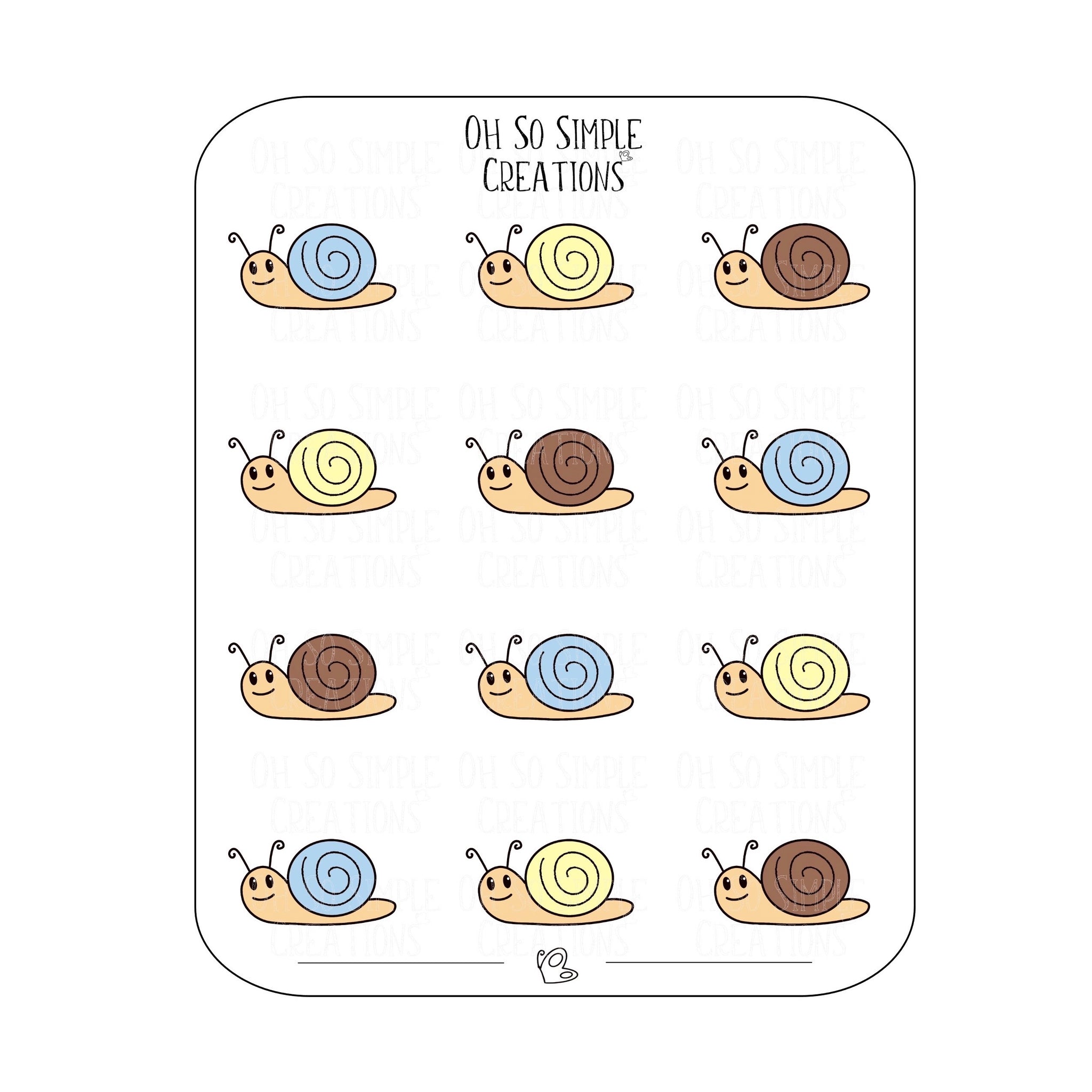 Neutral Coloured Snail Sticker Sheet
