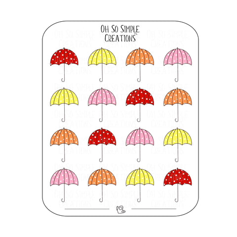 Warm Coloured Umbrella Sticker Sheet