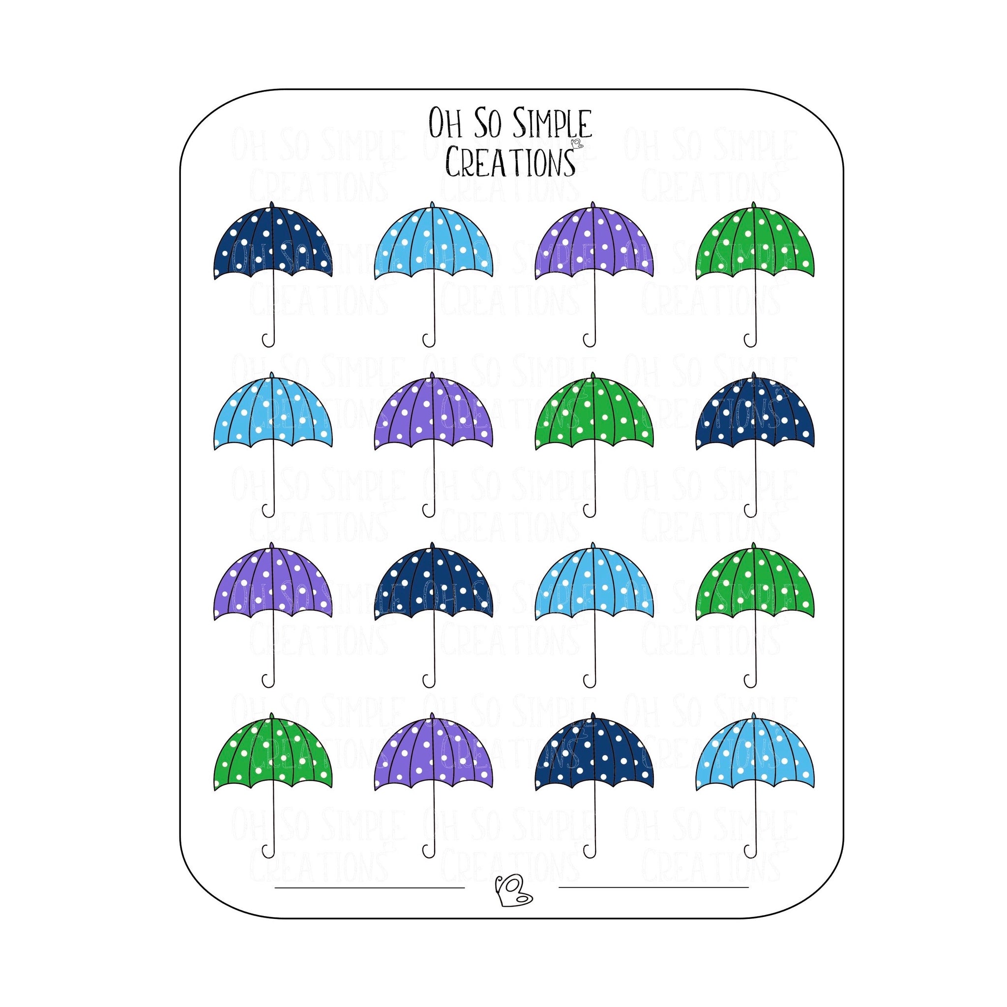 Cool Coloured Umbrella Sticker Sheet