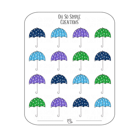 Cool Coloured Umbrella Sticker Sheet