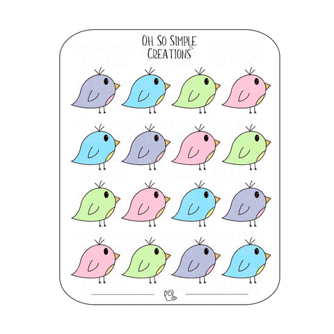 Pastel Coloured Bird Sticker Sheet