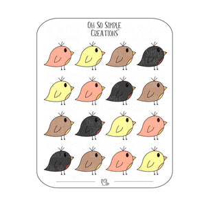 Neutral Coloured Bird Sticker Sheet