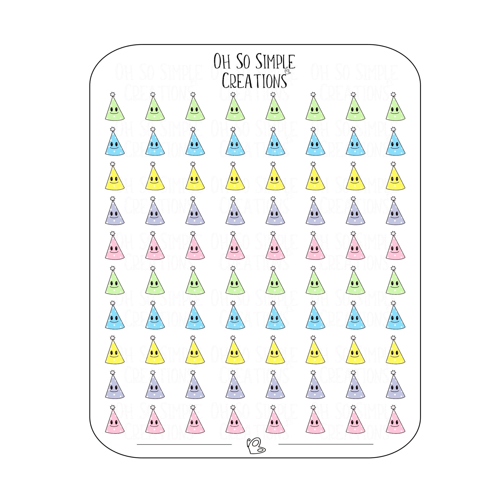 Mini Polka Dot Party Hat Sticker Sheet