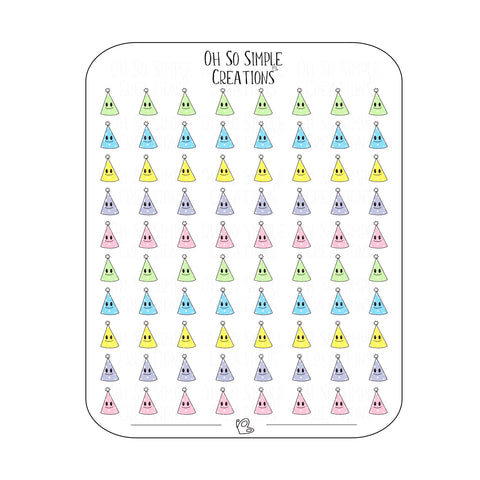 Mini Polka Dot Party Hat Sticker Sheet