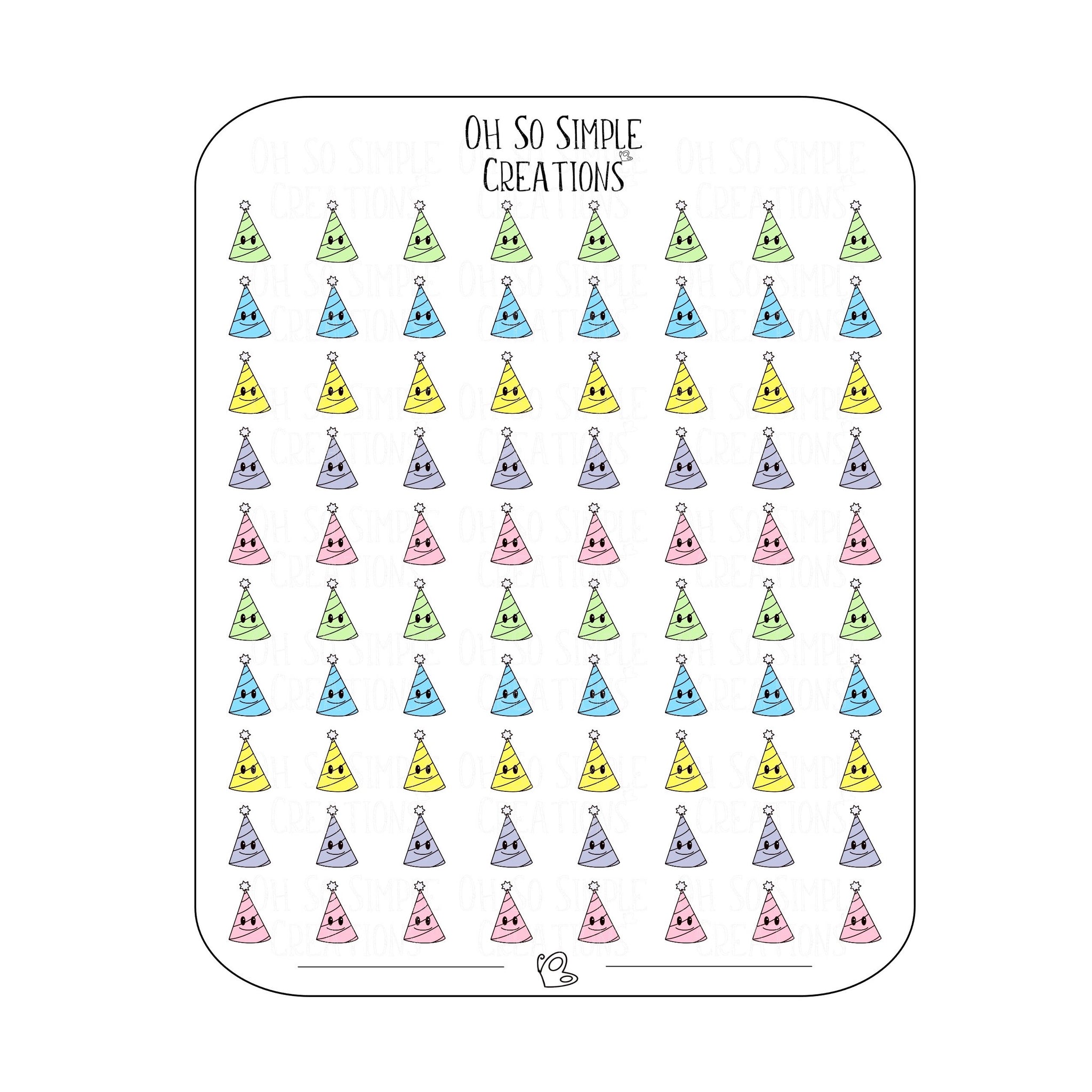 Mini Striped Party Hat Sticker Sheet