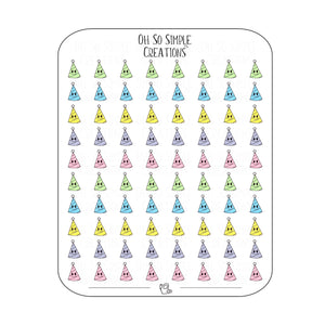 Mini Striped Party Hat Sticker Sheet