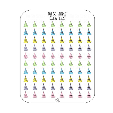 Mini Striped Party Hat Sticker Sheet