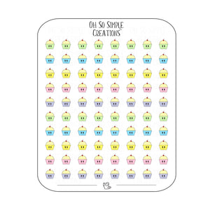 Mini Vanilla Birthday Cupcake Sticker Sheet