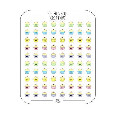 Mini Vanilla Birthday Cupcake Sticker Sheet