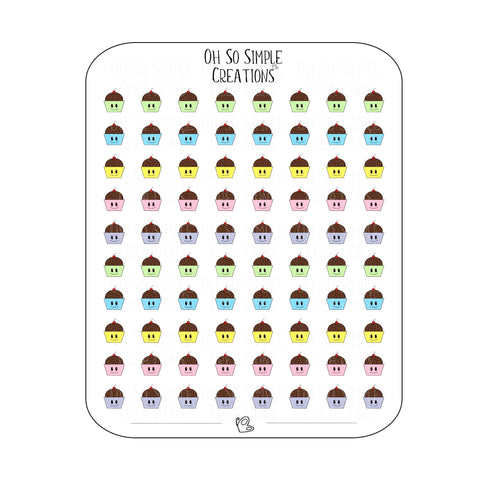 Mini Chocolate Birthday Cupcake Sticker Sheet