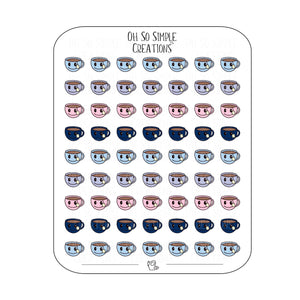 Mini Winter Coloured Teacup Sticker Sheet