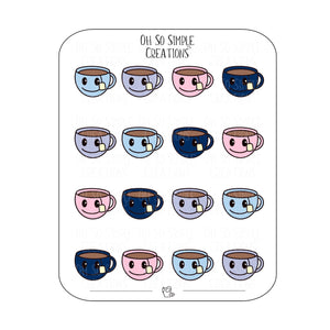 Winter Coloured Teacup Sticker Sheet
