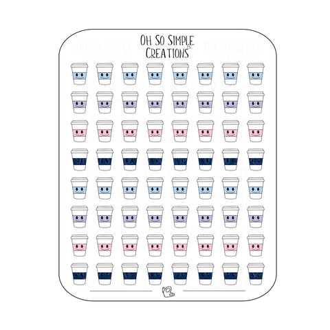 Mini Winter Coloured Coffee Cup Sticker Sheet