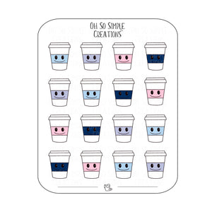 Winter Coloured Coffee Cup Sticker Sheet