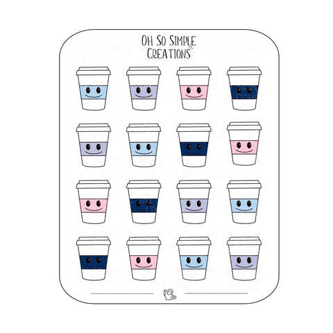Winter Coloured Coffee Cup Sticker Sheet