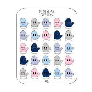 Winter Coloured Mitten Sticker Sheet
