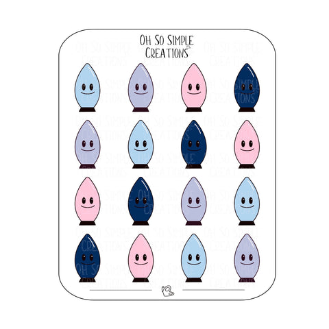Winter Coloured Lights Sticker Sheet