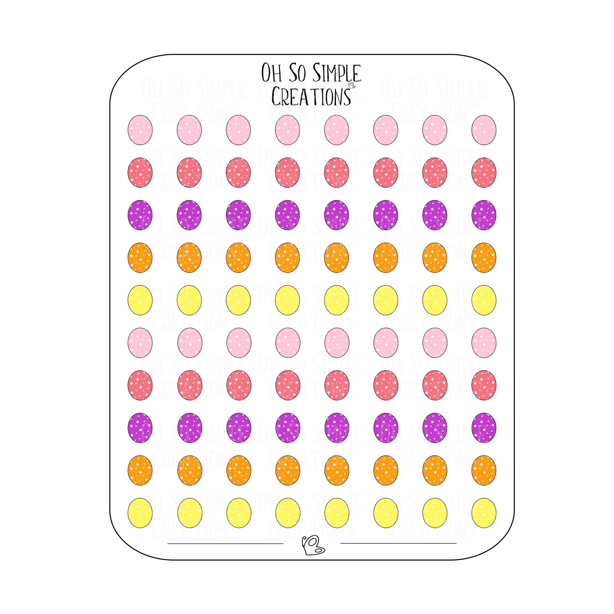 Mini Warm Coloured Easter Egg Sticker Sheet