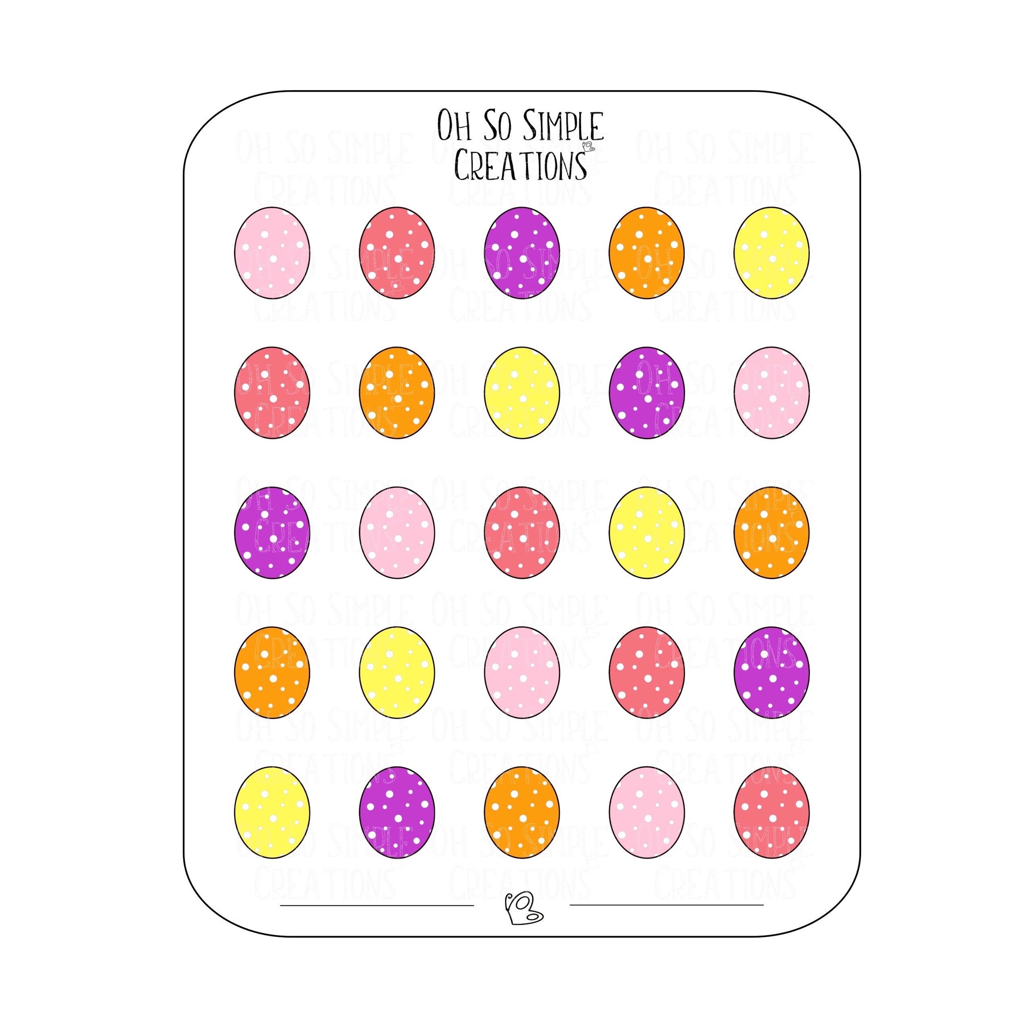 Warm Coloured Easter Egg Sticker Sheet
