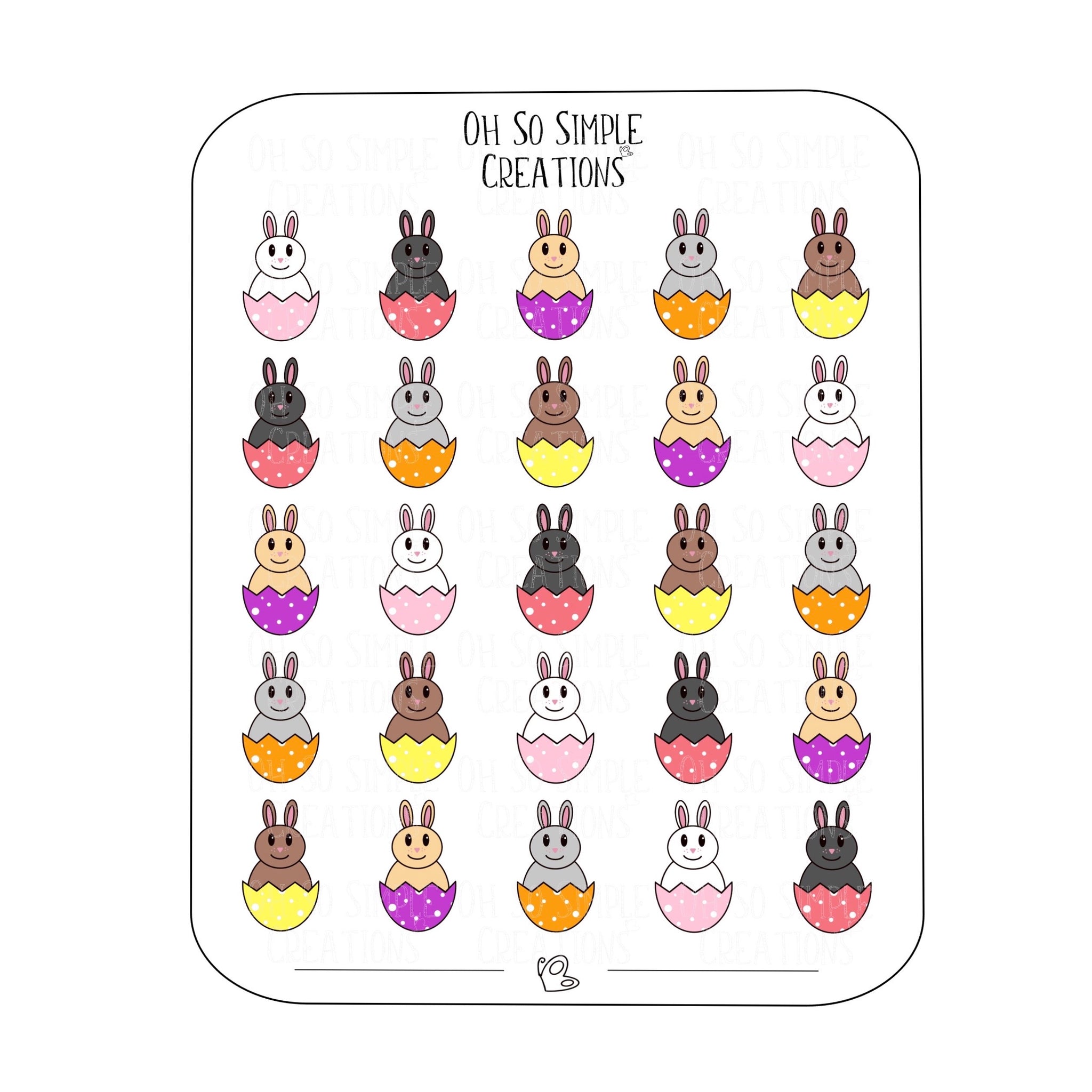 Warm Coloured Egg Bunny Sticker Sheet