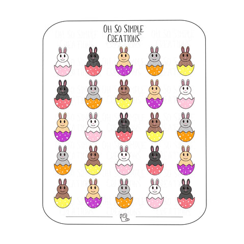 Warm Coloured Egg Bunny Sticker Sheet